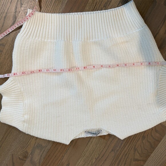 ZARA Sweater Top Womens Size M Ivory Cropped Textured Knit Cap Sleeve - Picture 4 of 4